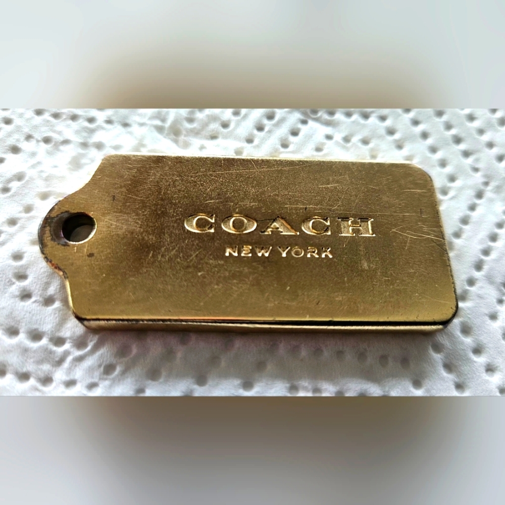 Authentic Coach Bag Tag Charm Keychain Logo Car Fob Gold Color